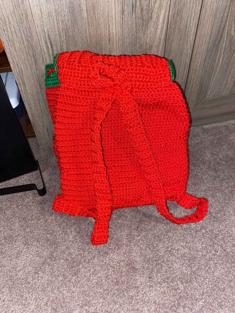 Handcrafted Red Crochet Backpack with Strawberry Accents - Picture 4 of 4